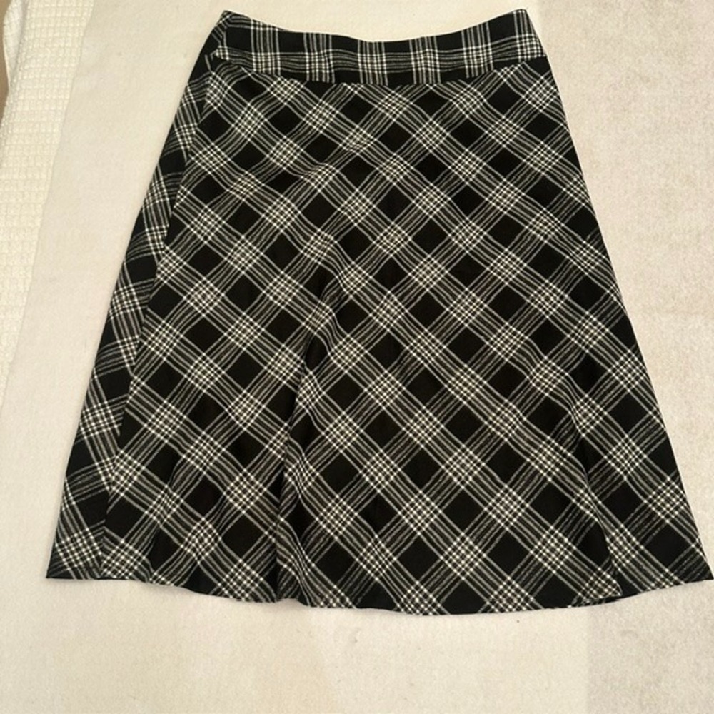 VTG New Directions Plaid A Line Skirt 10 Womens Black Metallic Preppy Academia